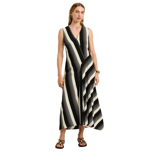 Veronika Maine Bold Stripe Bias Cut Midi Dress